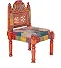 Theshopy Wooden Hand Made Hand Painted Chair Bank Folding With Upholstery Seat #A533A (Multicolor) RS.4455.00