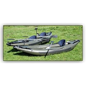 Bison Inflatable 1 Man Fishing Kayak Canoe with Free Electric Outboard Motor and Bracket