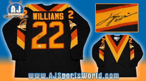 TIGER WILLIAMS Vancouver Canucks Signed Vintage JERSEY