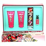 Ed Hardy Set-Eau De Parfum Spray 3.4 Oz & Shimmer Body Lotion 3 Oz & Shower Gel 3 Oz & Eau De Parfum Spray .25 Oz Mini By Christian Audigier