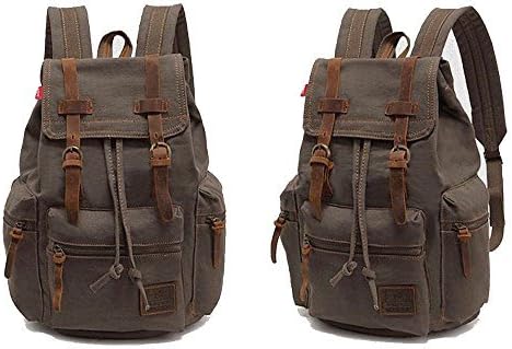 Vintage Retro Canvas Backpack School Bag School College Laptop Bag Rucksack Army Green