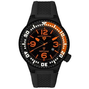Swiss Legend Men's 21818P-BB-01-OB Neptune Collection Black Ion-Plated Black Rubber Watch