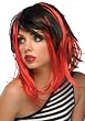 Black and Red Streaked Wig - Black/Red
