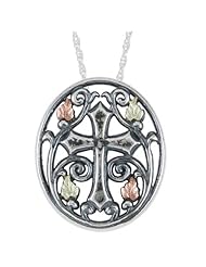 Black Hills Gold Oxidized Sterling Silver Cross necklace