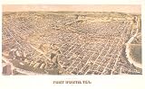 Historical Map of Fort Worth, 1891, Antique Map Wall Art