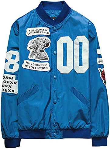 Gxia Men's Classic Patches Bomber Jacket Varsity Baseball Sweatshirts