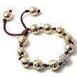 Goldtone Crystal Ball Hammered Adjustable Fashion Bracelet