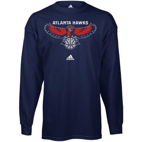 NBA adidas Atlanta Hawks Navy Blue Primary Logo Long Sleeve T-shirt (Large)