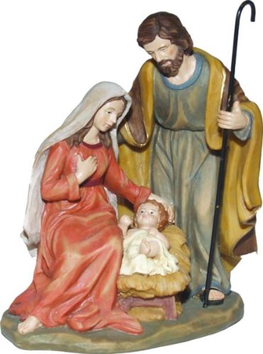 Sacra Famiglia Block, 15cm di altezza, colorata a mano