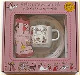 食器　お食事エプロン　ロンドンからやって来た、可愛い食器セット　離乳食＝マグカップ　ブレート　ボウル　スプーン　フォーク　＝出産祝いやギフトにもどうぞ (ピンク)