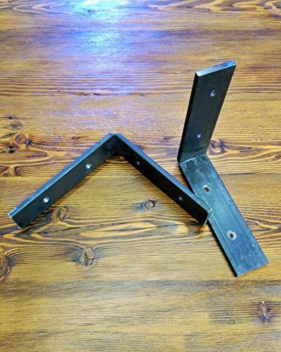 Handmade Steel Shelf Bracket Set - Two raw steel shelving brackets and hardware included