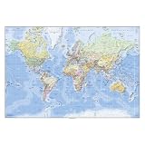 World Map Physical International Language HUGE LAMINATED POSTER