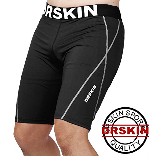 [DRSKIN] Tight 3/4 Compression Pants Base Layer Running Pants Men Women (L, DB022)
