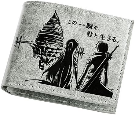 Hflove Sword Art Online Pu Leather Waterproof Anime Short Wallet (grey 1)