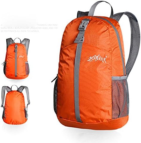 TOPBY Portable 20L Packable Nylon Backpack Bag | Foldable Travel Hiking Daypack | Water-Resistant Satchel Tote (Orange)