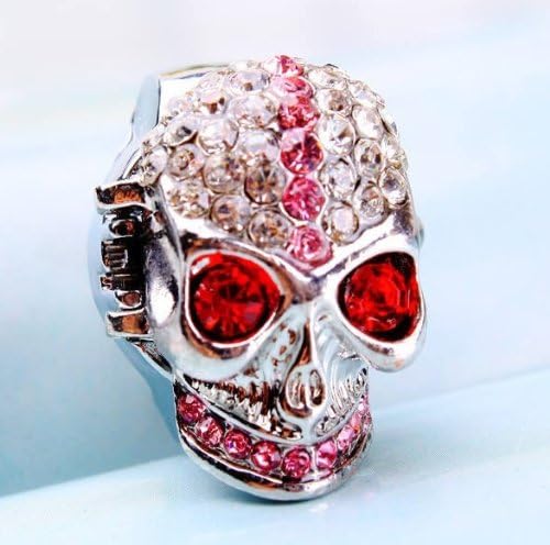Leefuture Red Eyes Skull Design Ring Watch ,Stretchy Band