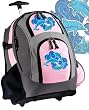 DOLPHIN Rolling Backpack Deluxe Pink Dolphins - Backpacks Bags with Wheels or School Trolley Carry-On Bags - Unique Wheeled Gifts for Girls Ladies- CUTE!