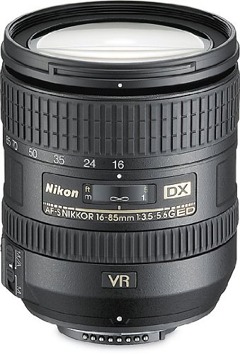 Nikon 16-85mm f/3.5-5.6G AF-S DX ED VR Nikkor Wide Angle Telephoto Zoom Lens for Nikon DSLR Cameras.