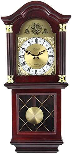 Bedford Clock Collection 26" Antique Mohogany Cherry Oak Chiming Wall Clock with Roman Numerals