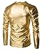 CIC Collection Mens Trend Nightclub Styles Metallic Gold Slim Fit V-neck Long Sleeve T shirts Gold US XL / Tag XXL