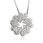 Sterling Silver Cubic Zirconia Multi-Heart Pendant, 18"