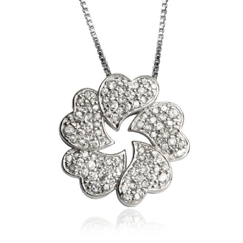 51tDuRqlSRL Sterling Silver Cubic Zirconia Multi Heart Pendant, 18