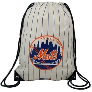 New York Mets White Pinstripe Nylon Drawstring Backpack