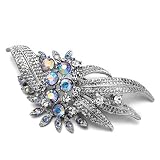 Pugster Mothers Day Jewelry Silver Leaf Color Light Crystal Brooches Pins