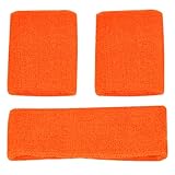 Tinxs Neon Headband & 2 Wristbands -Sweatband Set 3 Colours Available (Orange)