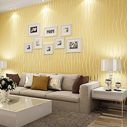 Simple modern stripes nonwoven wallpaper 3D wallpaper study bedroom living room TV background wallpaper , meters yellow