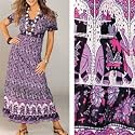 BellaDonnaModen Flippiges Sommerkleid Kleid lang Ethno Lila Grau