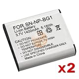 2 PACK Sony NP-BG1 Replacement Battery for Sony Cybershot DSC-H20 / DSC-HX5V / DSC-W290 CMOS Camera