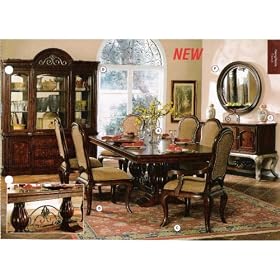 All new item 7 pc cherry brown finish wood Antoinette dining table set by AMBEnterprises.com