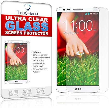 LG G2 Screen Protector - Tempered Glass - Package Includes Microfiber Cleaning Cloth, Installation Tips with Video, Ultra Clear Tempered Glass Screen Protector - Retail Packaging by TruShield