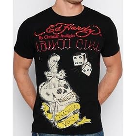 Ed Hardy Men's Love Kills Dip Dye Shirt with Rhinestones