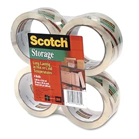 3M 3650-4 Scotch Crystal Clear Mailing and Storage Tape, 48x50, 3 Core, 4 PK by Mail & Ship / Moving