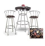 Chrome Bar Table & 2 Chrome 29" Jazz Instruments Fabric Seat Barstools