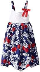 Girls General Print Polyester   Dress With a Bow(s)