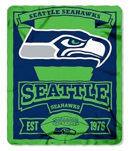 NFL Seattle Seahawks Marque Printed Fleece Throw, Blue, 50 x 60