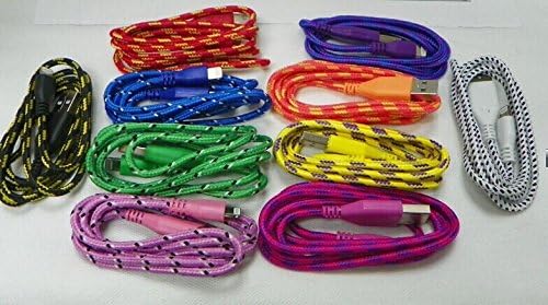 DIBOONS® Wholesale 10 Pcs for Iphone 5 5s 6 6s Plus Ios 7 8 9 1m 3ft 3 Feet Braided 8-pin to USB Charger Cable (10 Color)