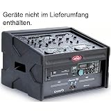 SKB DJ Shuttle: Roro-mold shell, 8U slant top rack, 4U front rack, wood reinforced soft nylon cover