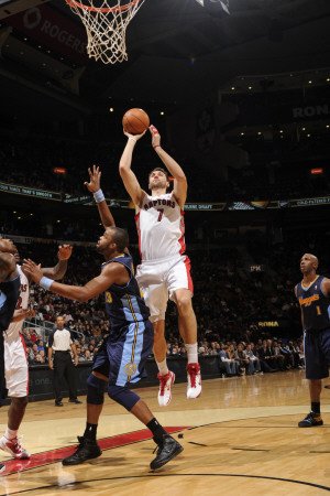 Denver Nuggets v Toronto Raptors: Andrea Bargnani and Shelden Williams Photographic Poster Print by Ron Turenne, 24x36