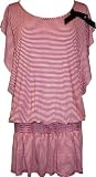 Knit Pinstriped Mini Dress Top Butterfly Sleeve Plus Size