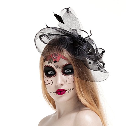 Valdler elegant women lady girls feather net and veil f…