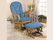 Oak Finish Glider/Ottoman w/Blue Cushion