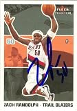 Zach Randolph Autographed/Hand Signed Basketball Card (Portland Trail Blazers) 2003 Fleer Tradition