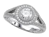 Zoe R(tm) Platinum Plated Silver Micro Pave Hand Set Cubic Zirconia (CZ) Engagement Ring