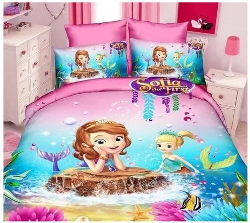 Sophia the Mermaid - Pink Purple Blue -Kids Twin Duvet Set-3 Piece