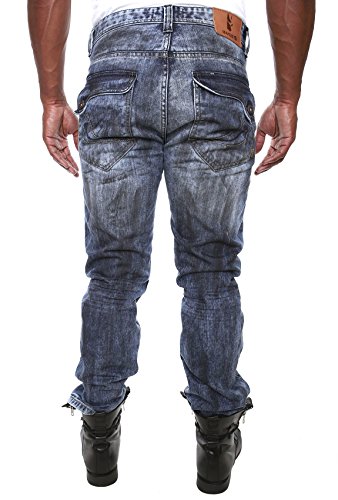 M1758 - Indigo MAKOBI Stained Grease Jeans with Tears (56)