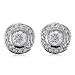 Bezel Set Cubic Zirconia CZ Sterling Silver Earrings Round Stud Earrings - For Valentines Day Gift